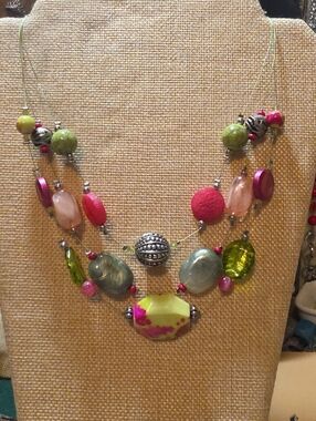 Multicolor Glass & Faceted Resin Beaded Statement Necklace - Women Jewelry